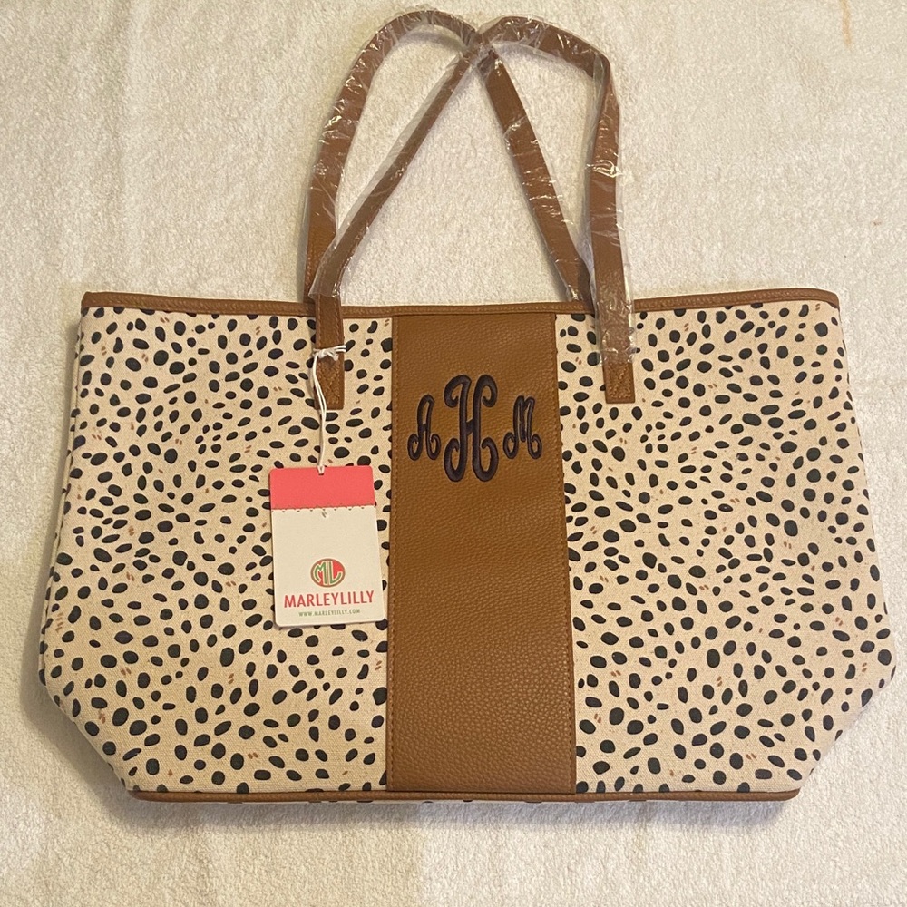 Marley Lilly Leopard Print Monogram Tote Purse.NWT